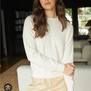 Quince Mongolian Shrunken Cashmere Sweater White XS Cream Women Crewneck